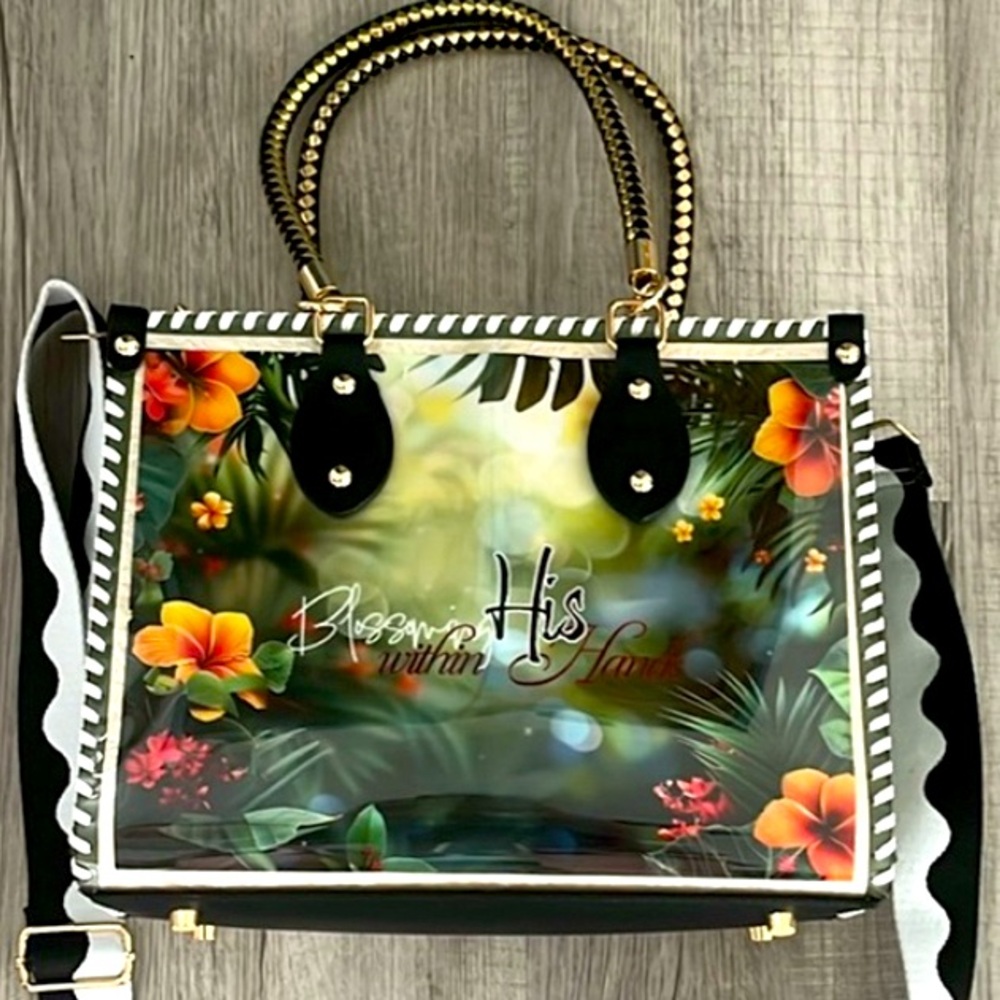 *SOLD* CHiP Bags modern style Christian apparel ocean palm tropical tote purse - Picture 4 of 17